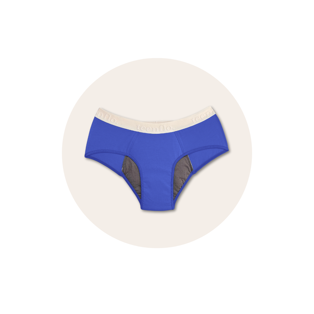 culotte menstruelle ado en coton bleu