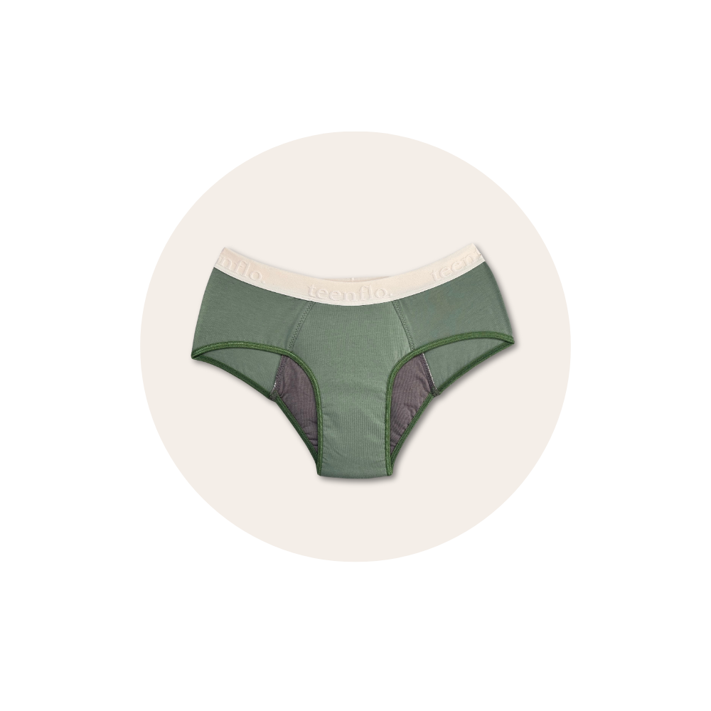 culotte menstruelle ado en coton kaki