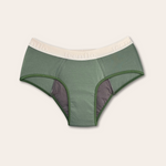 Photo packshot de culotte menstruelle ado pour flux modéré à abondant modèle hipster coloris kaki